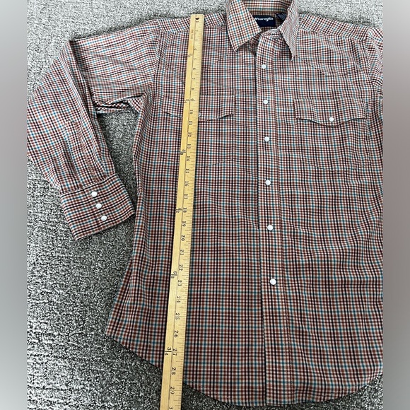 Wrangler Checkered Long Sleeve Pearl Snap Shirt Men’s Size Medium - Picture 4 of 9